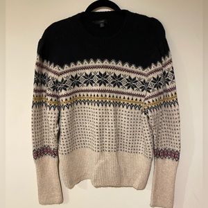 Fair Isle Puff Sleeve Crewneck Sweater in Supersoft Yarn